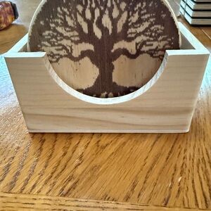 Wooden Tree Design Coaster Set
